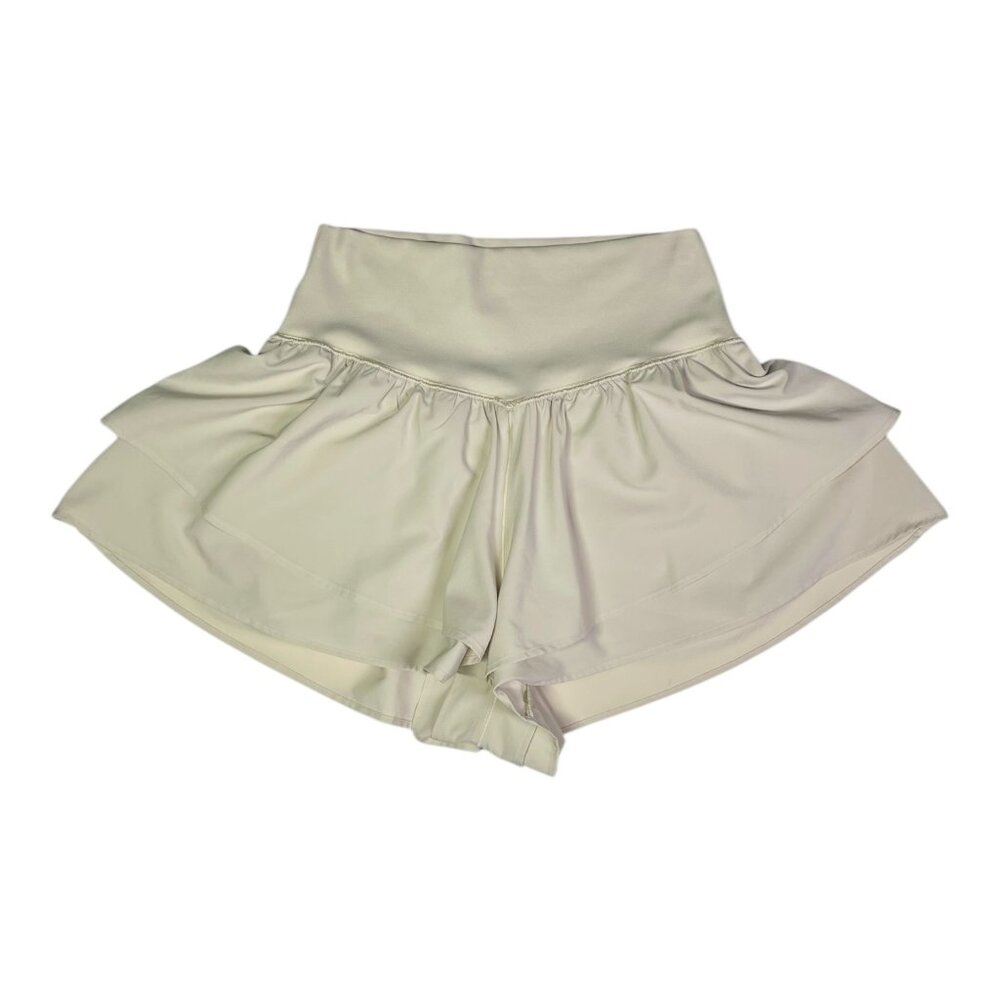 Aerie Size M Beige Tennis Shorts Lined Pockets Flared Tiered